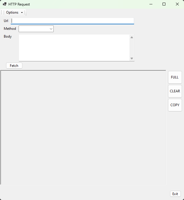 HTTP Request application initial form.