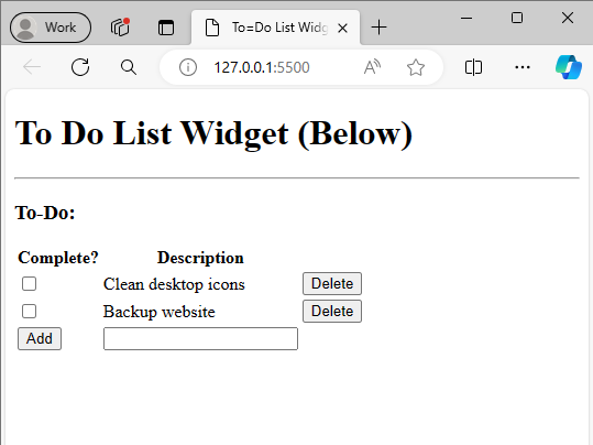 A to-do list widget.